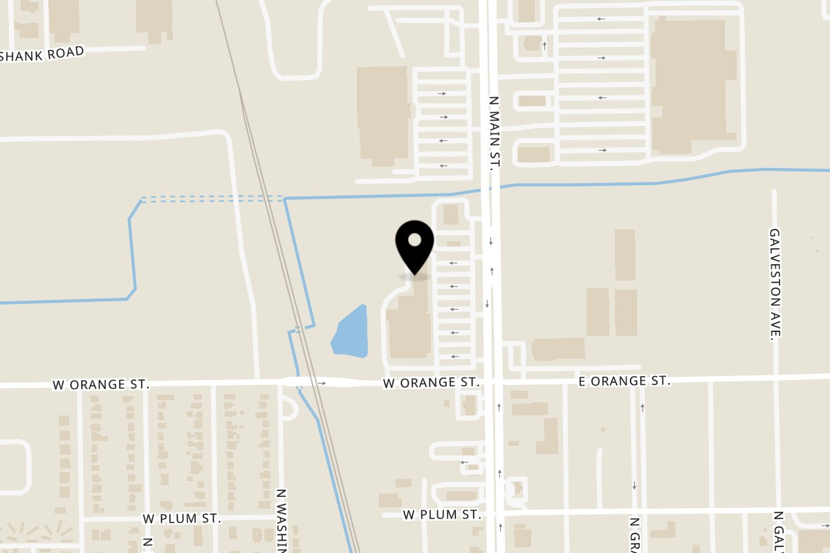 Map showing the location of AHLAN Pizza & Mediterranean on 2010 N Main St in Pearland